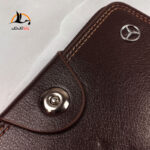 خرید کیف پول چرم مردانه طرح بنز باکیفیت دوخت دست دوز قهوه ای سوخته 5313